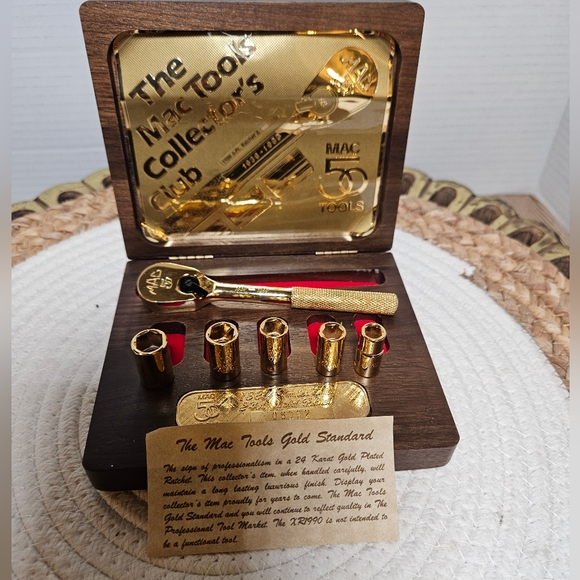 1988 Limited Edition MAC 50 Tools 24K Gold Plated 6pc Ratchet Socket Set - Picture 2 of 16